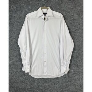 Barney's New York Shirt Men's Size L White Striped Button Down Dress Office